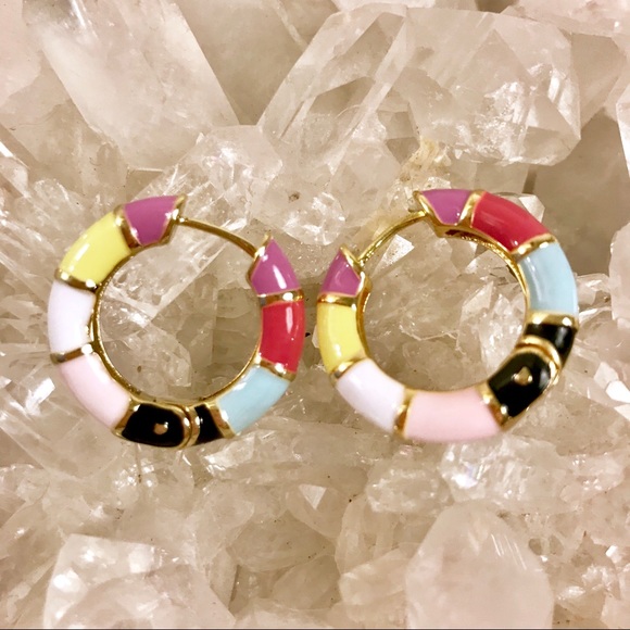 🍭Candy Colored Enamel Hoops🍭 - Picture 7 of 8